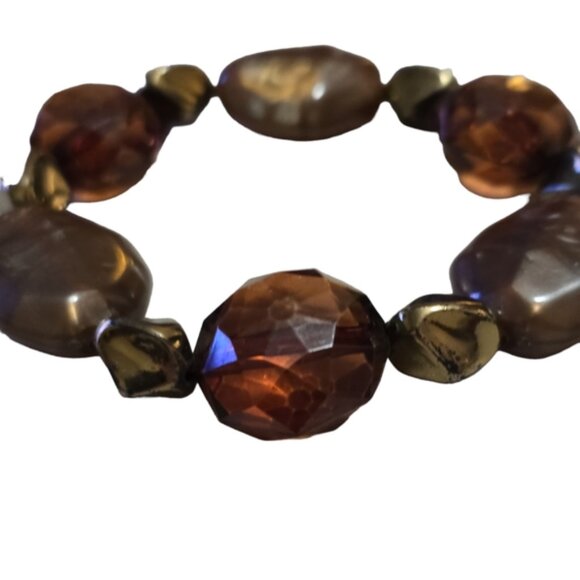 6inchVintage Acrylic Faceted Bead Stretchy Bracelet L7 - Picture 2 of 3